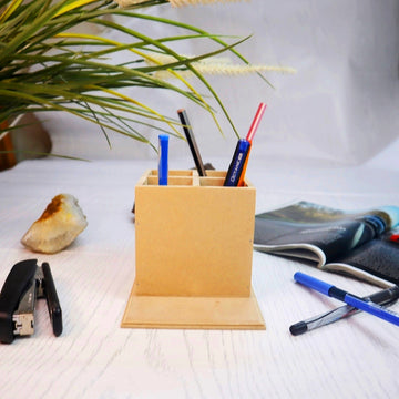 Square Four Partitions Pen Stand with Platform